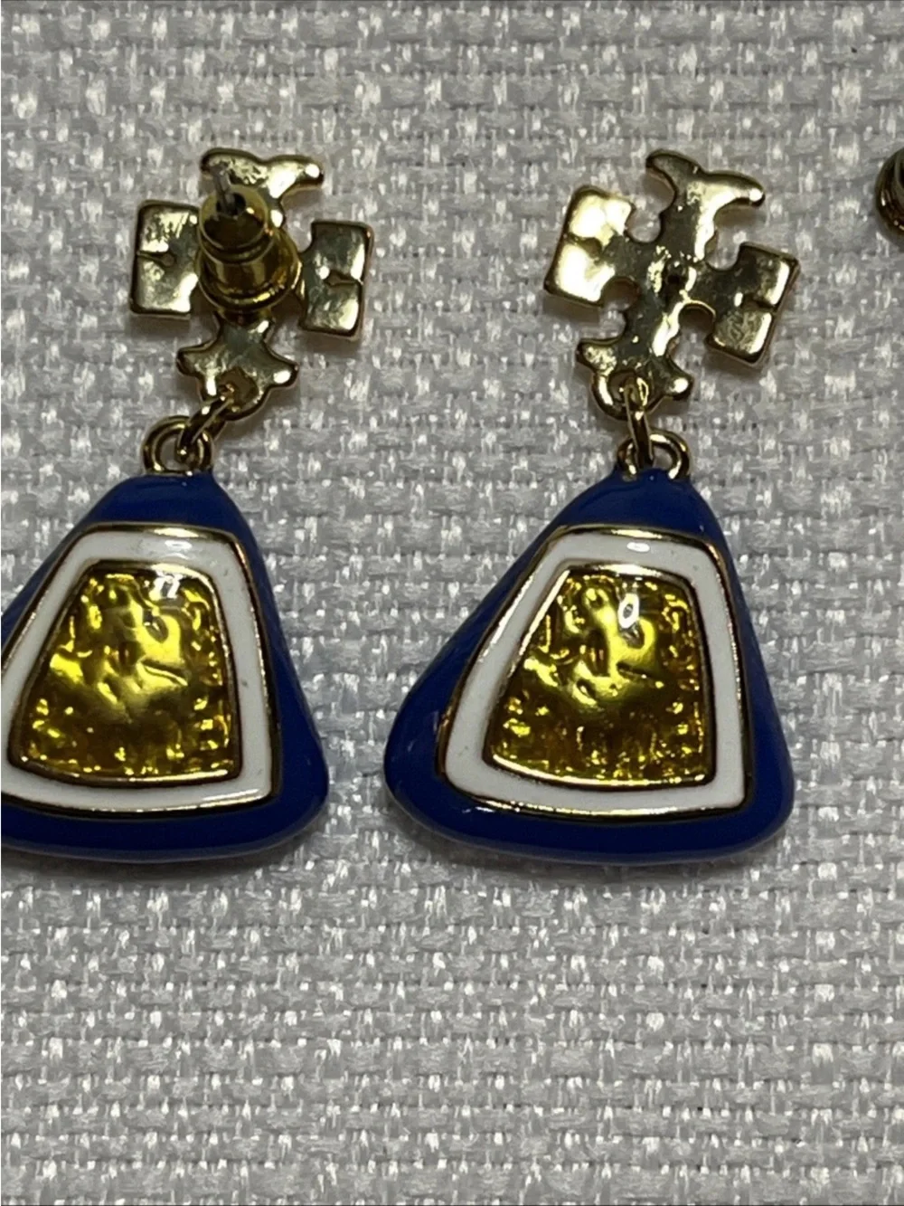 Tory Burch Blue and Gold Drop Earrings